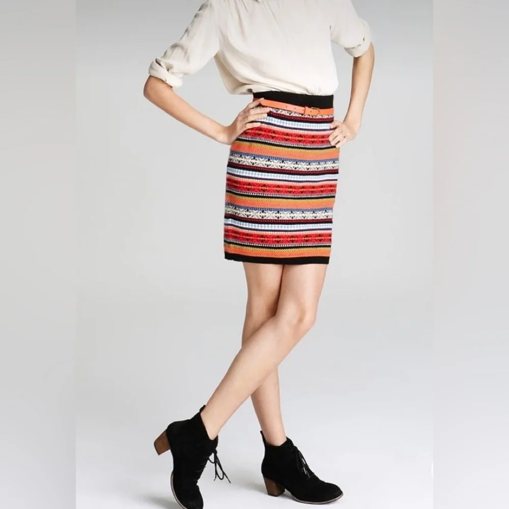 AQUA Fair Isle Cashmere Skirt XS - Picture 1 of 4